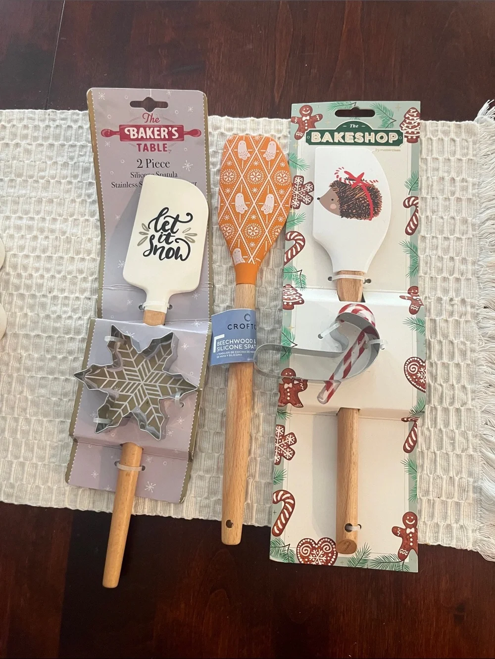 The Baker's Table & The Bakeshop Holiday Spatula Set - White, Orange, Cream